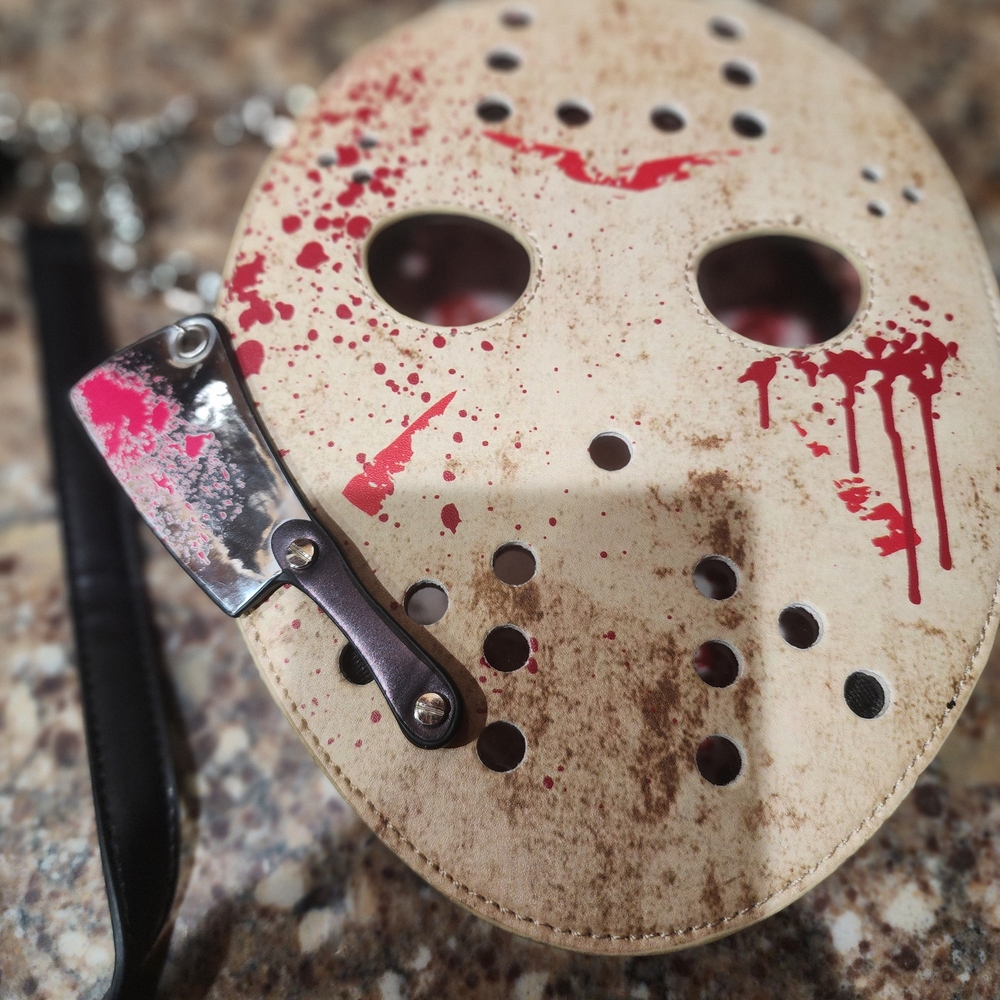 Dolls Kill Mask-Shaped Crossbody Bag in Cream and Red - Picture 3 of 11